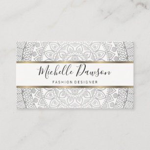 Stylish Pattern / Gold Metallic Trim Business Card