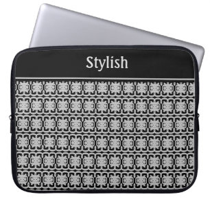 Stylish Pattern in Black & Silver Grey Laptop Sleeve