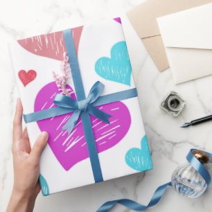 stylish pattern with hearts for valentine wrapping paper