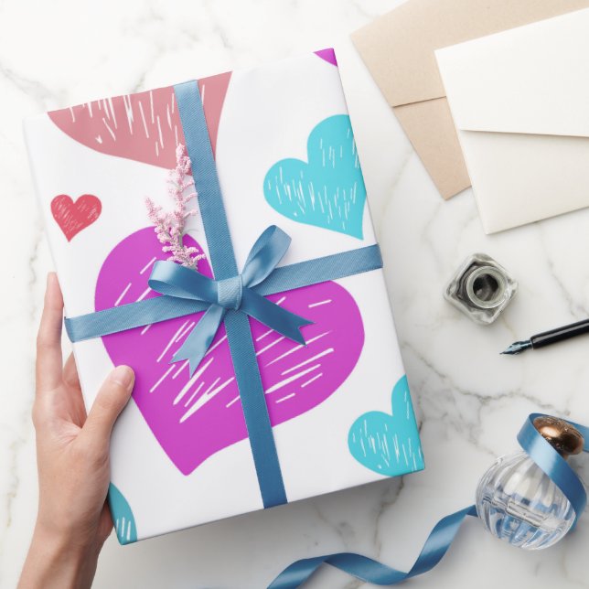 stylish pattern with hearts for valentine  wrapping paper (Gifting)