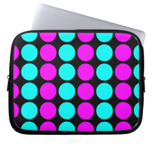 Stylish Patterns for Her : Pink & Cyan Polka Dots Laptop Sleeve
