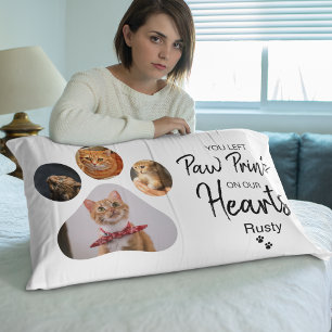 Stylish Paw Print Photo Collage In Loving Memory L Lumbar Cushion