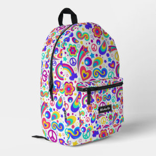 Stylish Peace Rainbow Hippie Colour Back to School Printed Backpack