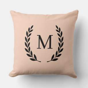 Stylish Peach Monogram Initial  Cushion
