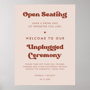 Stylish Peach Pink Open seating Unplugged ceremony Poster