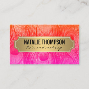 Stylish Peacock Feathers Gold Metallic Frame Business Card