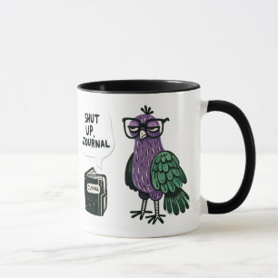 Stylish Peacock with Glasses - "Shut Up, Journal"  Mug