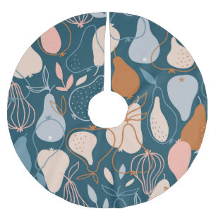Stylish Pear: Scandinavian Dark Pattern Brushed Polyester Tree Skirt