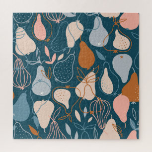 Stylish Pear: Scandinavian Dark Pattern Jigsaw Puzzle
