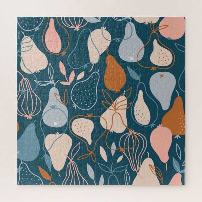 Stylish Pear: Scandinavian Dark Pattern Jigsaw Puzzle (Vertical)