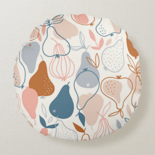 Stylish pear seamless pattern in scandinavian styl round cushion