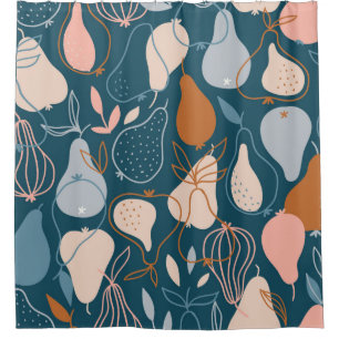 Stylish pear seamless pattern in scandinavian styl shower curtain