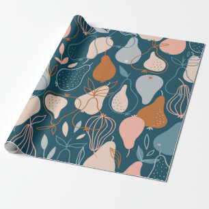 Stylish pear seamless pattern in scandinavian styl wrapping paper
