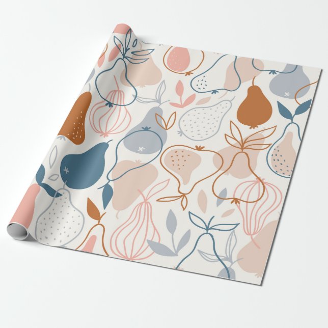 Stylish pear seamless pattern in scandinavian styl wrapping paper (Unrolled)