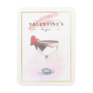 Stylish Pencil Art St. Valentine's Day Cocktail Magnet