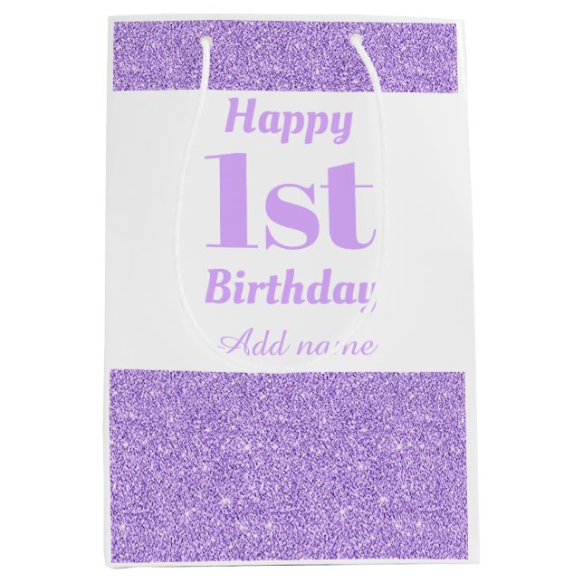 Stylish personalised 1st birthday gift bag (Front)