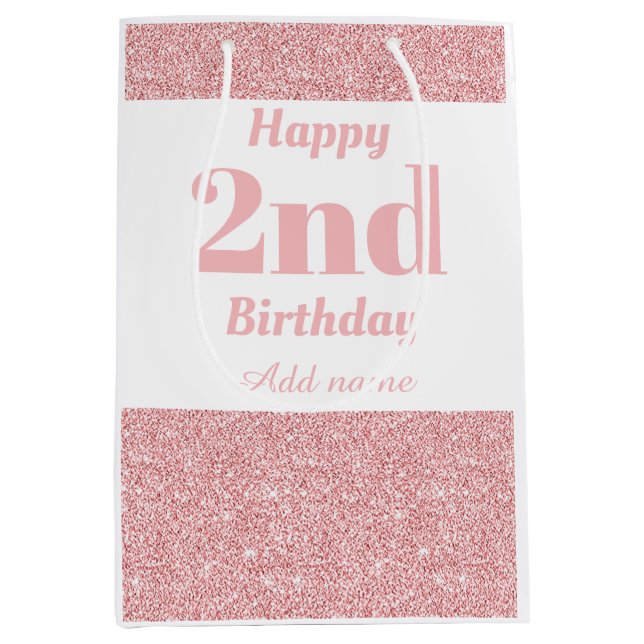 Stylish personalised 2nd birthday gift bag (Front)