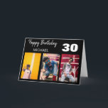 Stylish Personalised 3 Photo Collage | Birthday Card<br><div class="desc">Everyone will love these stylish 3 photo collage birthday cards, with a script font which says 'HAPPY BIRTHDAY', 'NAME' and age this can be changed to any relative such as DADDY, GRANDAD, BROTHER, UNCLE, SON and so on. The text font style, size and colour can be changed by clicking on...</div>
