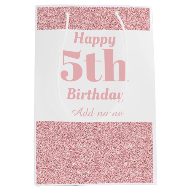 Stylish personalised 5th birthday gift bag (Front)