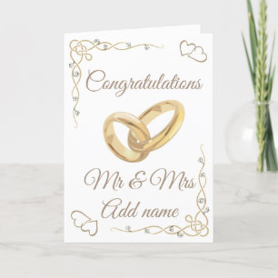 Stylish personalised congratulations mr & mrs card