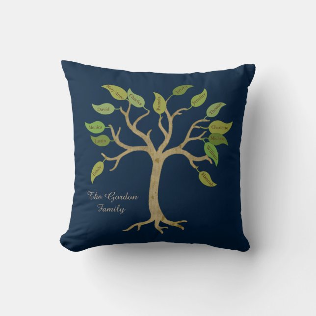 Stylish Personalised Family Tree Pillow (Front)