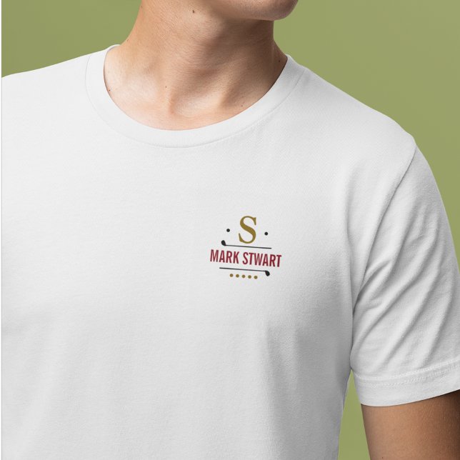 Stylish Personalised Golf Player Logo White T-Shirt (Creator Uploaded)