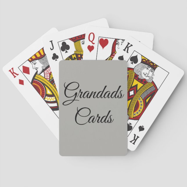 Stylish personalised grandad playing cards (Back)