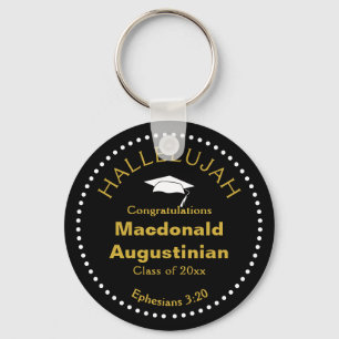 Stylish Personalised HALLELUJAH Christian Graduate Key Ring