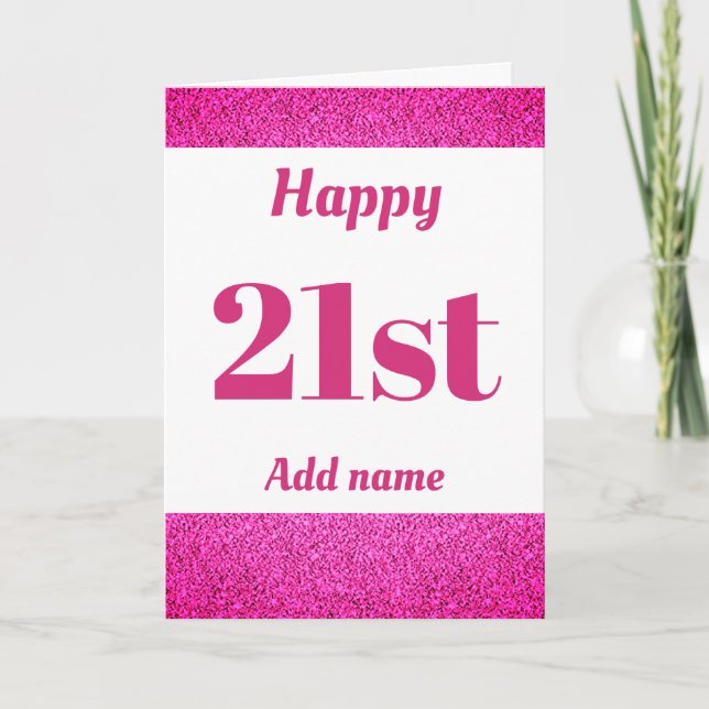 Stylish personalised happy birthday 21st card (Front)