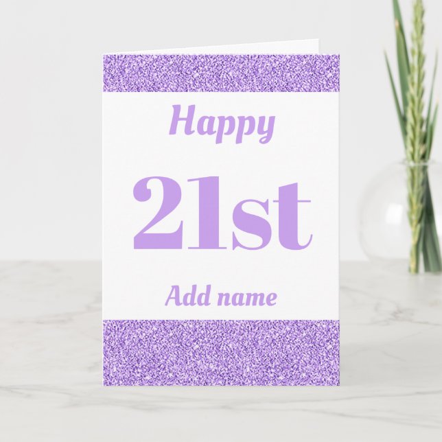 Stylish personalised happy birthday 21st card (Front)