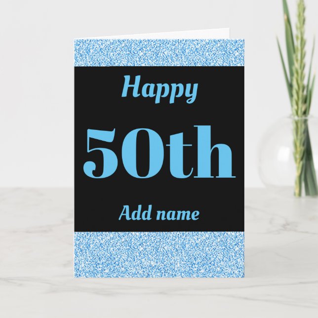 Stylish personalised happy birthday 50th card (Front)