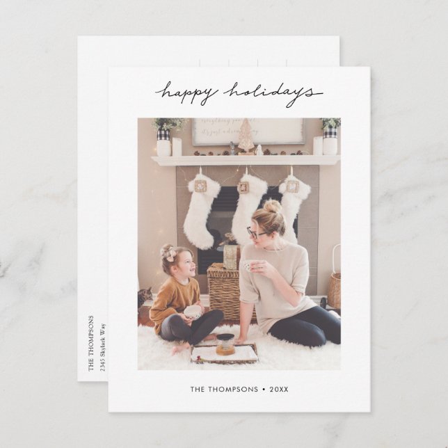 Stylish Personalised Holiday Postcard with Photo (Front/Back)