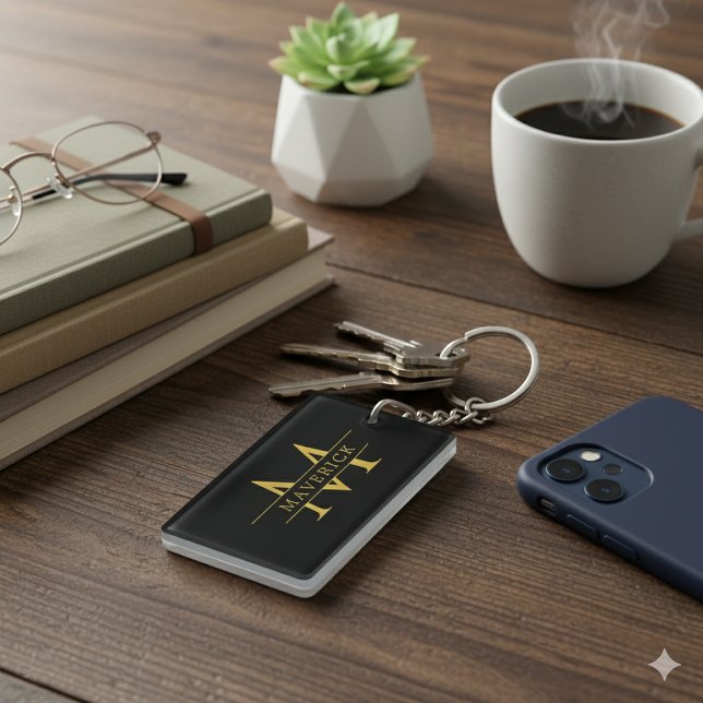 Stylish Personalised Initials Name Acrylic Key Ring (Stylish Personalized Initials Name Acrylic Keychain)