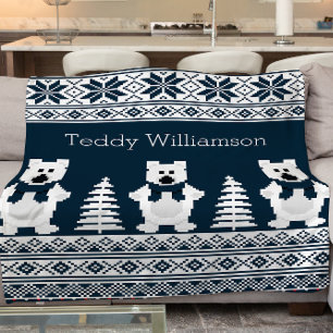Stylish personalised modern nordic patterned fleece blanket