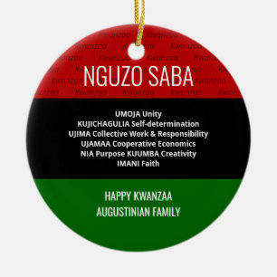 Stylish personalised NGUZO SABA Happy Kwanzaa Ceramic Ornament