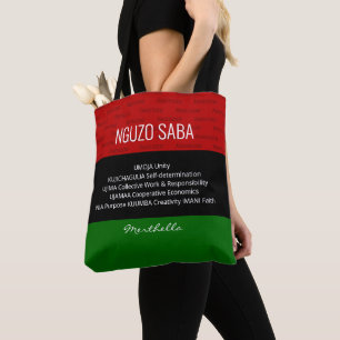 Stylish personalised NGUZO SABA Kwanzaa Tote Bag