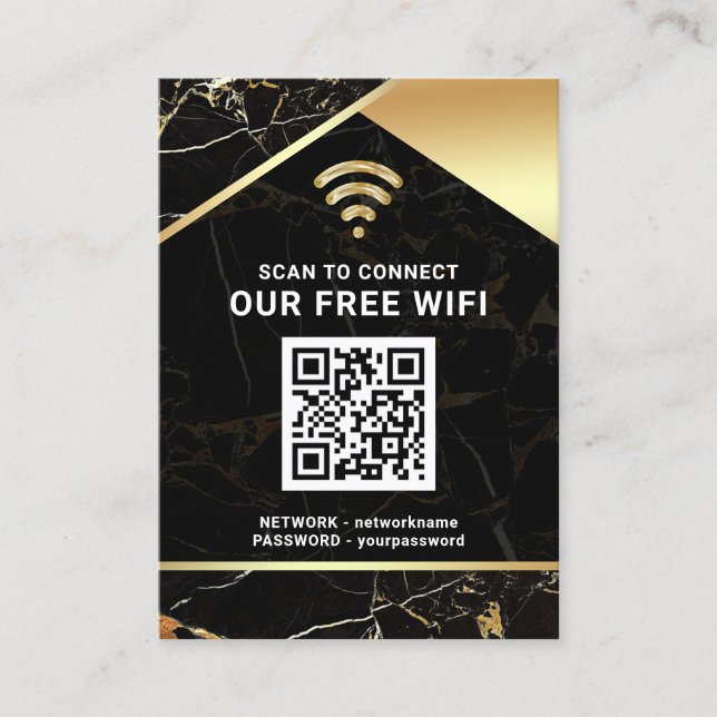Stylish Personalised QR Code Wifi Network Password Business Card (Front)