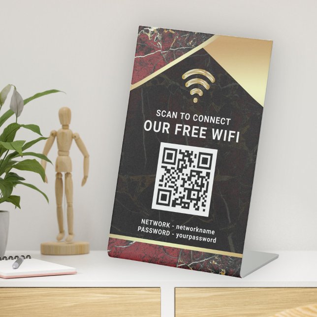 Stylish Personalised QR Code Wifi Network Password Pedestal Sign (Creator Uploaded)