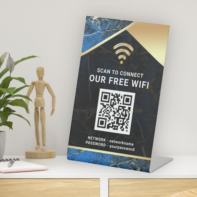 Stylish Personalised QR Code Wifi Network Password Pedestal Sign (Creator Uploaded)