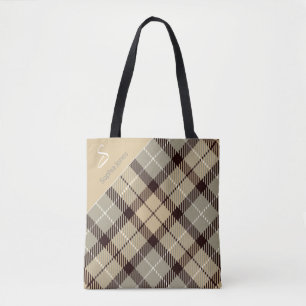 Stylish Personalised Tartan Teacher Thank you Gift Tote Bag