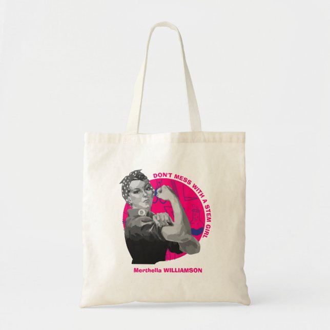 Stylish Personalised Women in STEM Girl Tote Bag (Front)
