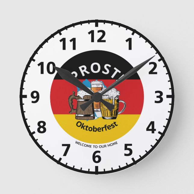 Stylish Personalizable OKTOBERFEST Round Clock (Front)
