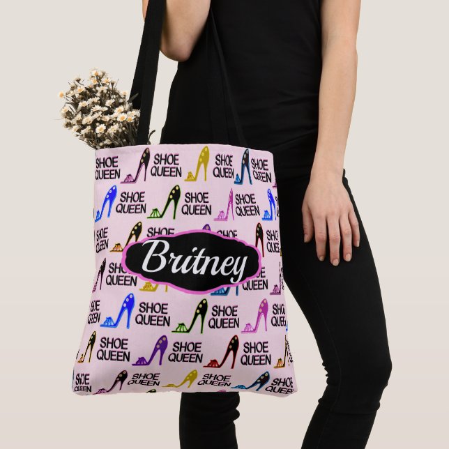 STYLISH PERSONALIZED AND CUSTOM SHOE QUEEN TOTE BAG (Close Up)