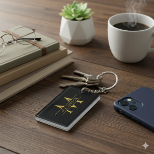 Stylish Personalized Initials Name Acrylic Key Ring