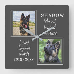 Stylish Pet Memorial Photo Quote Square Wall Clock