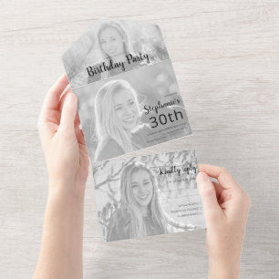 Stylish Photo All In One Birthday Invitation