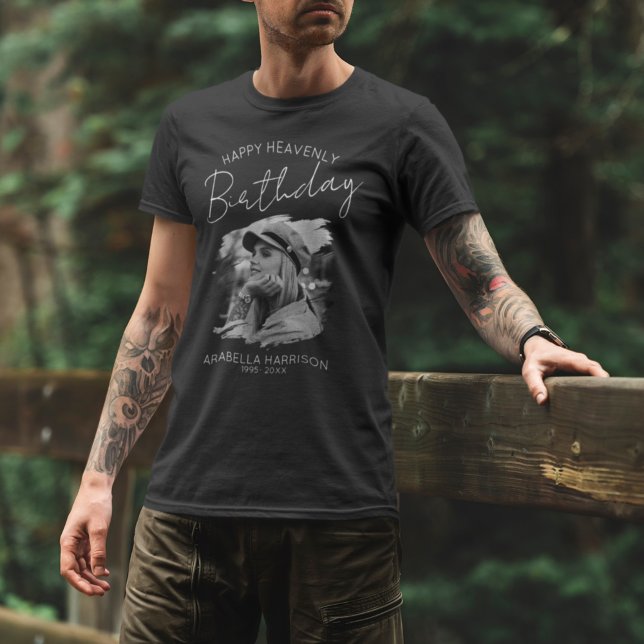 Stylish Photo Birthday Memorial T-Shirt (Creator Uploaded)