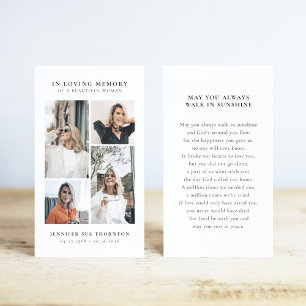 Stylish Photo Collage Funeral Sympathy Prayer Card