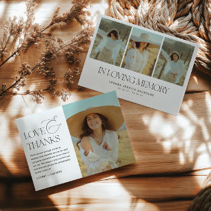 Stylish Photo Collage In Loving Memory Funeral Thank You Card
