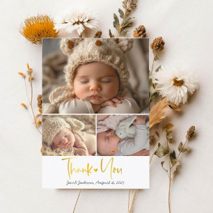 Stylish Photo Collage Modern Thank You Baby Shower Card